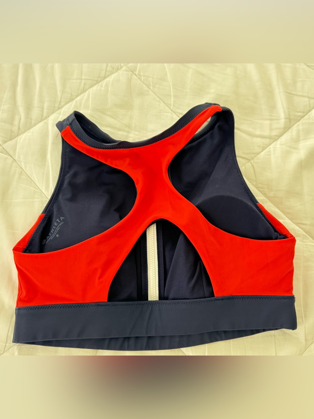 Athleta Navy/Red Zip-Front High Neck Bikini Set-SML - Picture 8 of 10